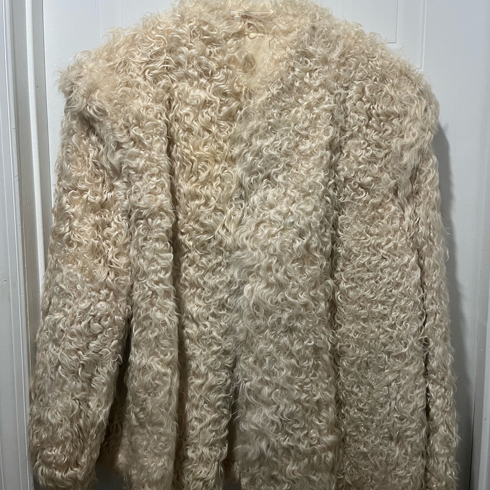 Women's Cream Faux Fur Jacket